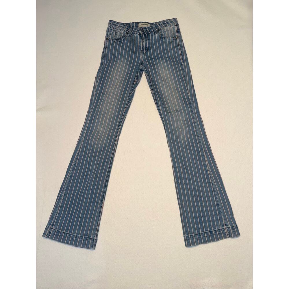 Rock & roll denim girls striped flare trouser with adjustable waistband - Picture 13 of 16